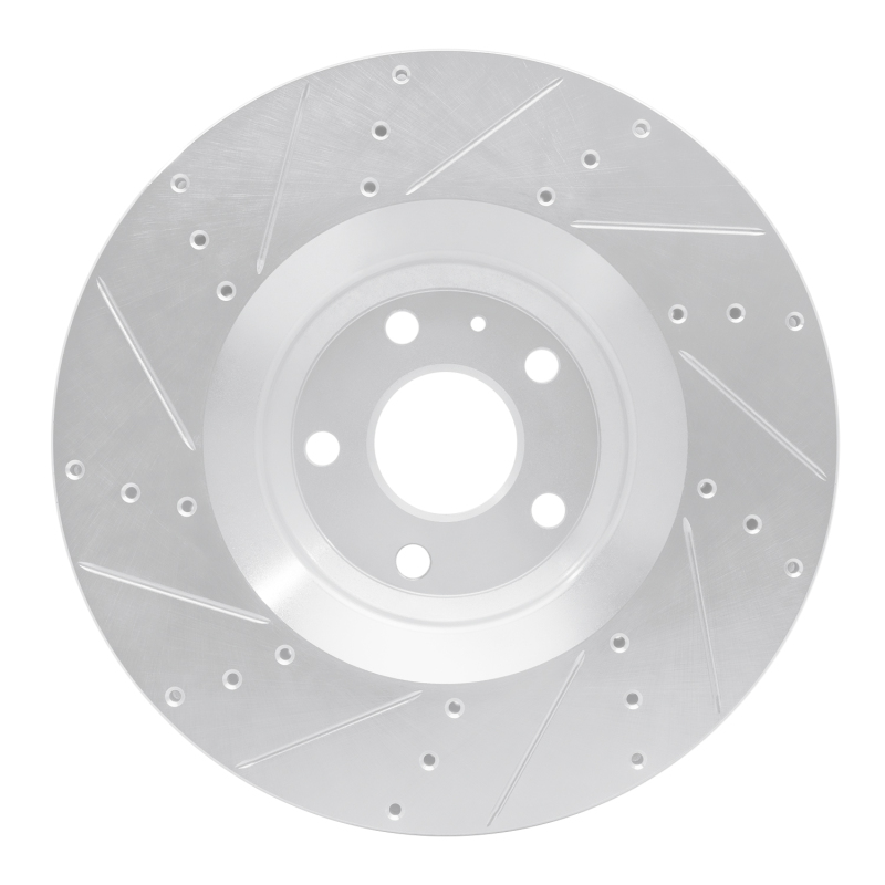 Audi TTS Quattro Brake Rotor (1) - Front Right - R1 Concepts - Drilled & Slotted - Silver - `12-`15
